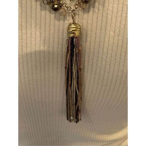White House Black Market Crystal and Metal tassel Necklace - Picture 6 of 8